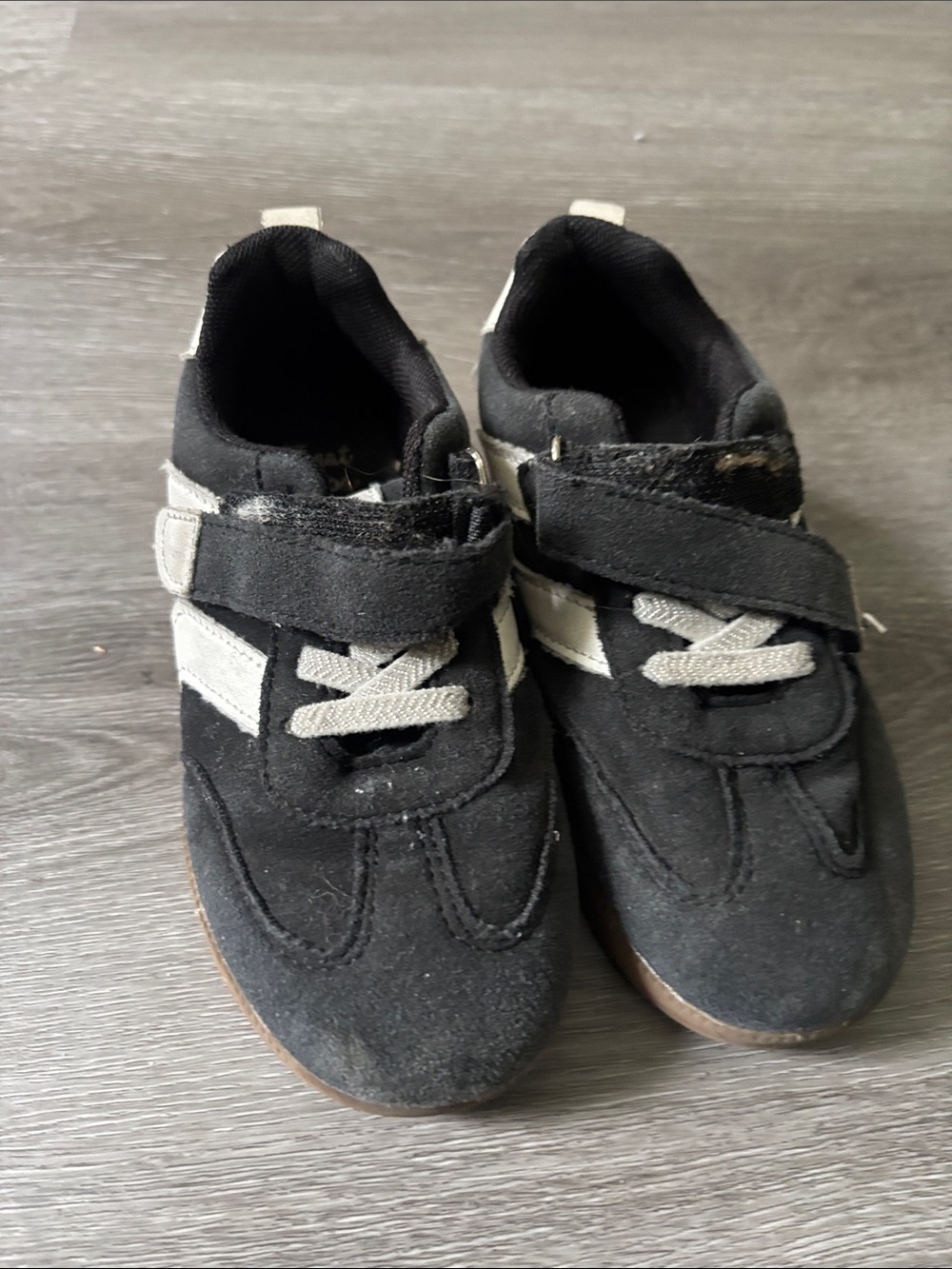 Kids Black and Gray Velcro Casual Sneakers